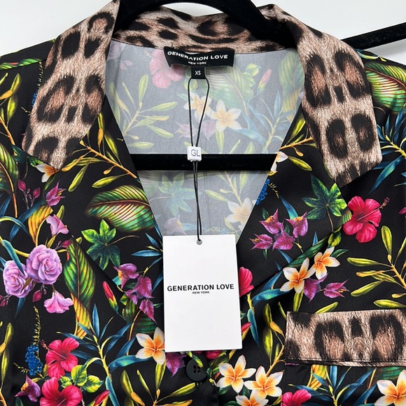 🆕NWT Generation Love Odessa Bold Floral Leopard Satin Pajama Set - Picture 9 of 13